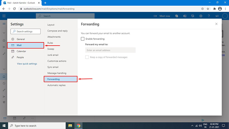 How To Forward All Emails from Outlook.com to Another Email Address