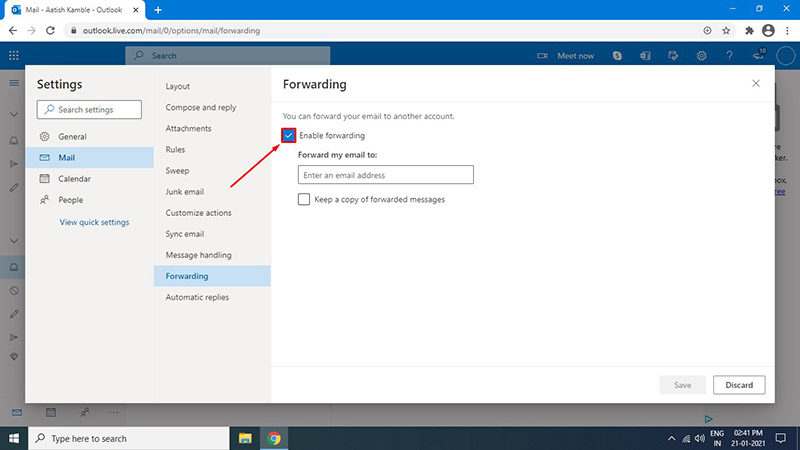 How To Forward All Emails from Outlook.com to Another Email Address