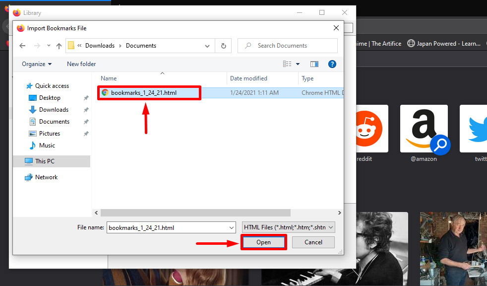 Import Bookmarks from Chrome to Firefox Using HTML file