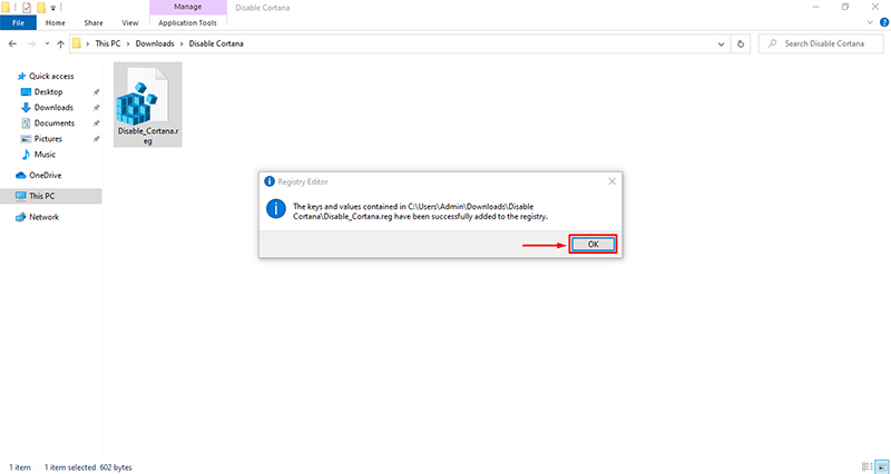 Disable Cortana in Windows 10 Using Registry File