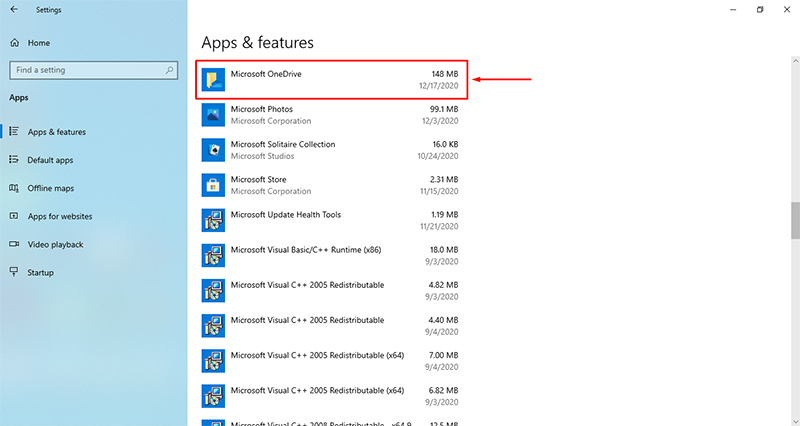 Uninstall Microsoft OneDrive in Windows 10:
