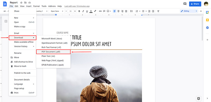 How to Convert a Google Docs to PDF on Computer
